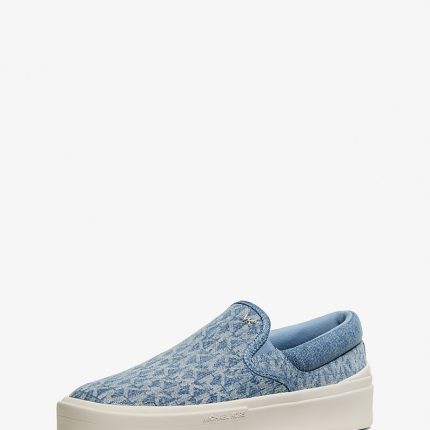 Michael Kors Eddie Signature Logo Print Denim Slip-on Sneaker