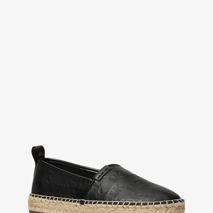 Michael Kors Elias Logo Embossed Leather Espadrille